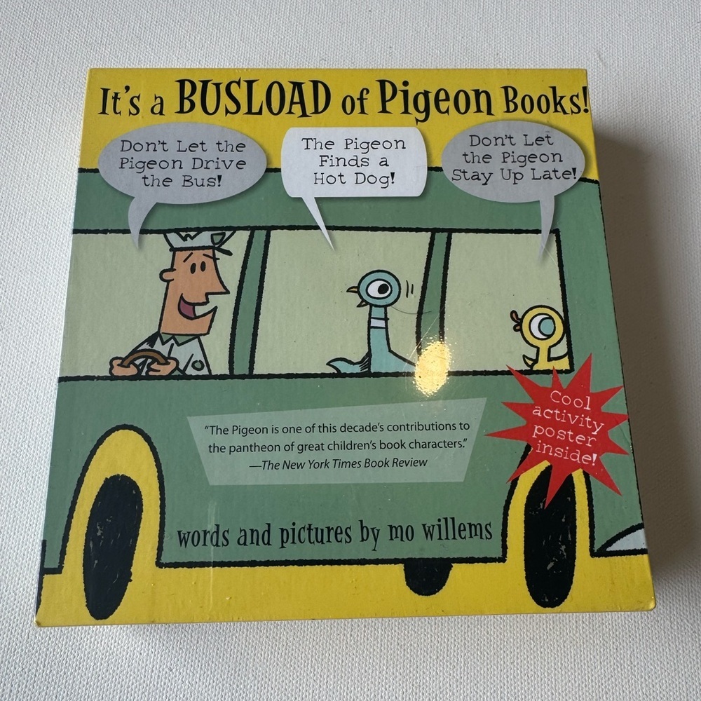 NWT (new in plastic wrap) kids’ It’s a Busload of Pidgeon Books by Mo Williems